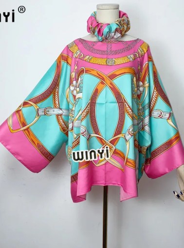 Elegant Printed Summer Boho Clothing For Women with Headband Dashiki African Lady Blouse европейская одежда For Women