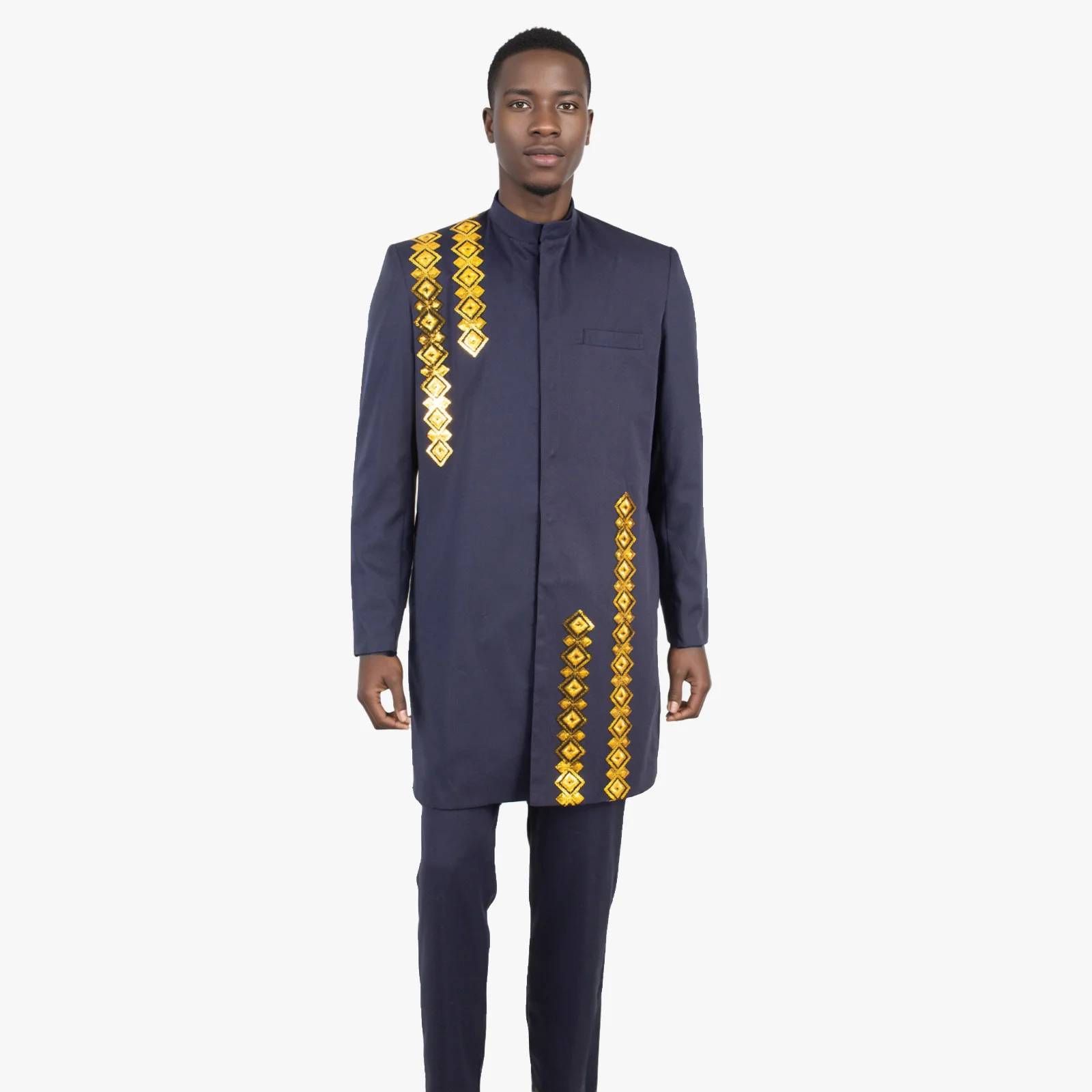 African Suits for Men Slim Fit Embroidery Blazer and Ankara Pants 2 Piece Set Formal Dress Suit Dashiki Outfits