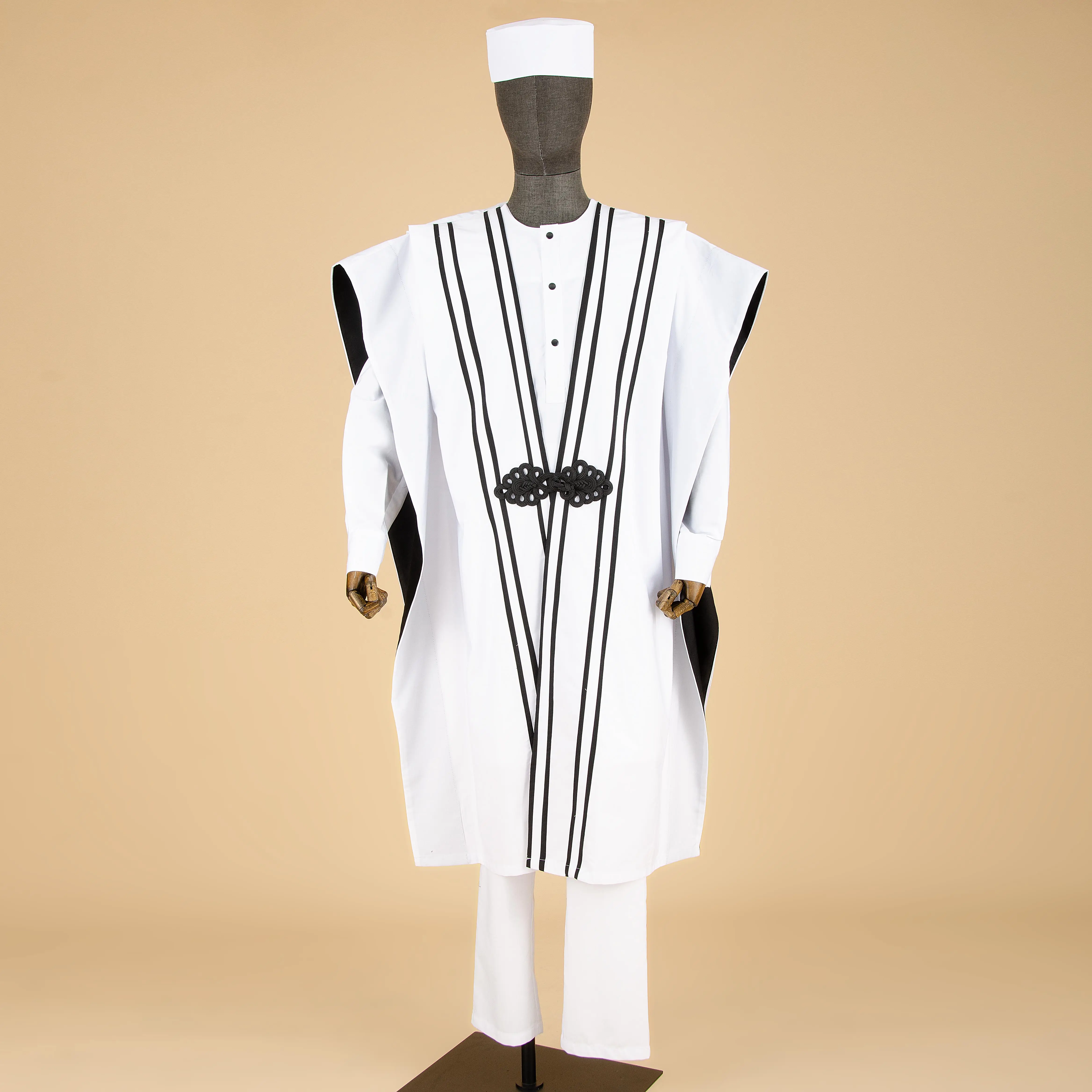 African Men Clothing Agbada Robe Dashiki Shirts Ankara Pants Tribal Hat Wedding Evening Outfits 4 Pieces AFRIPRIDE