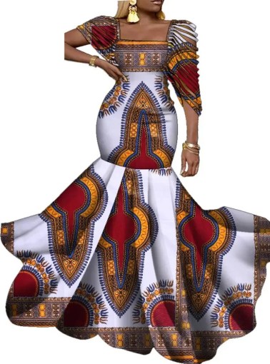 African Dresses for Women Wedding Party Elegant Lady Wax Print Plus Size Long Clothing Vestido