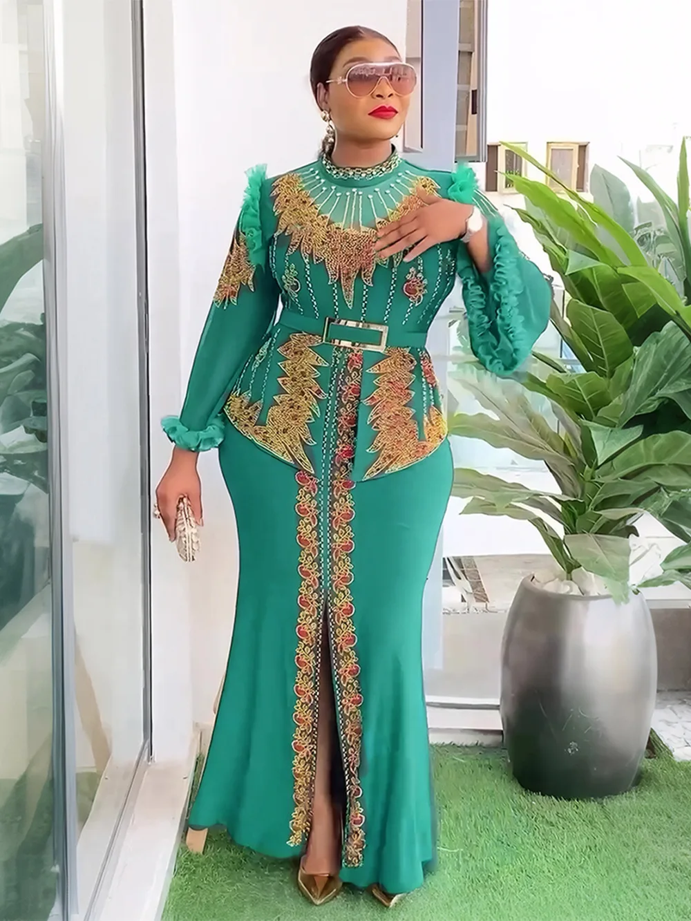 African Dresses for Women Elegant Spring Autumn Dashiki Midi Dress Ladies Traditional African Clothing Plus Size Maxi Dress - Image 6