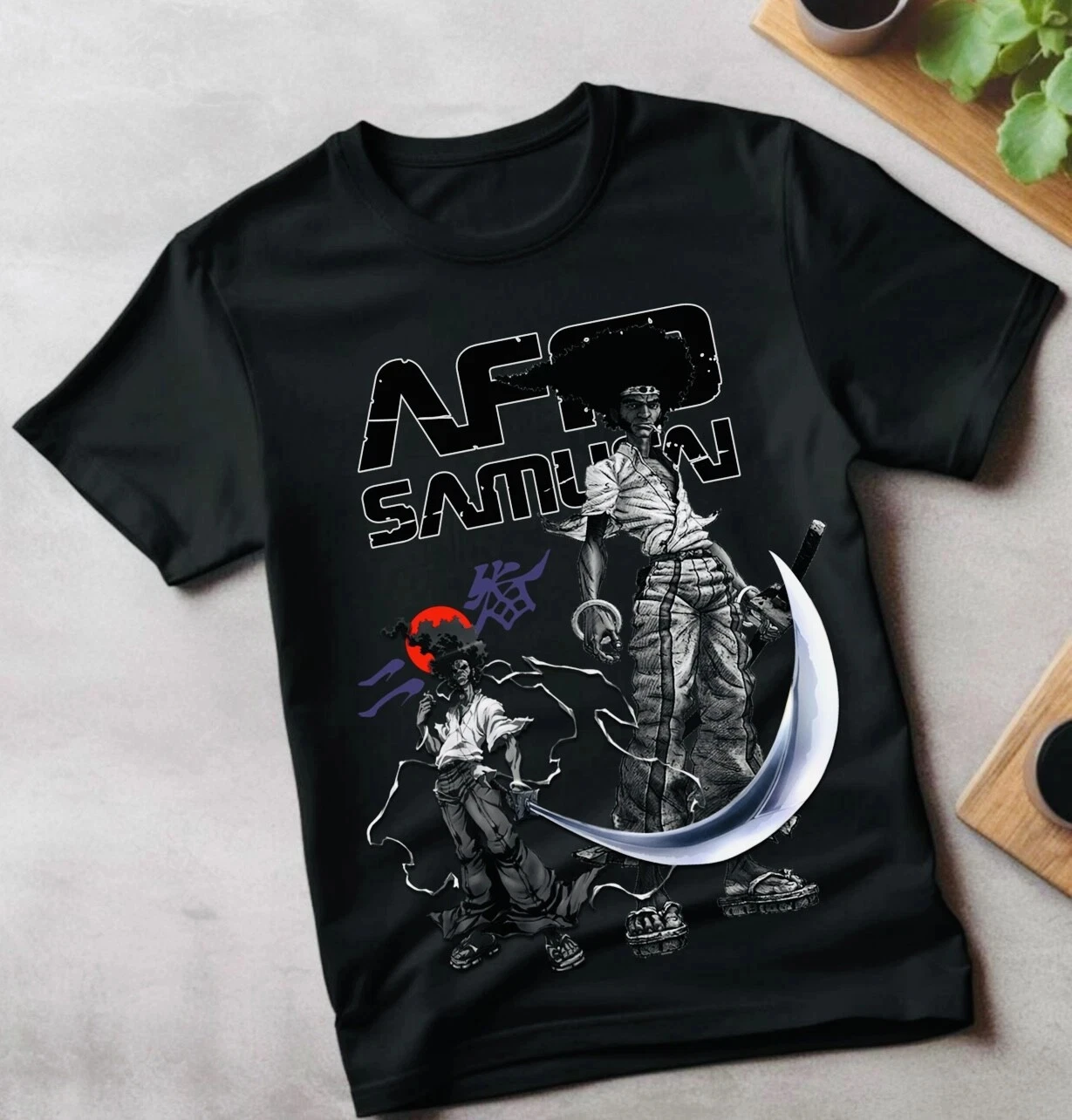 Afro Samurai Unisex T-Shirt Afro Samurai Japanese Ninja Anime Manga T-shirt Tee Men Women Summer Casual Crew Neck Cotton Tee