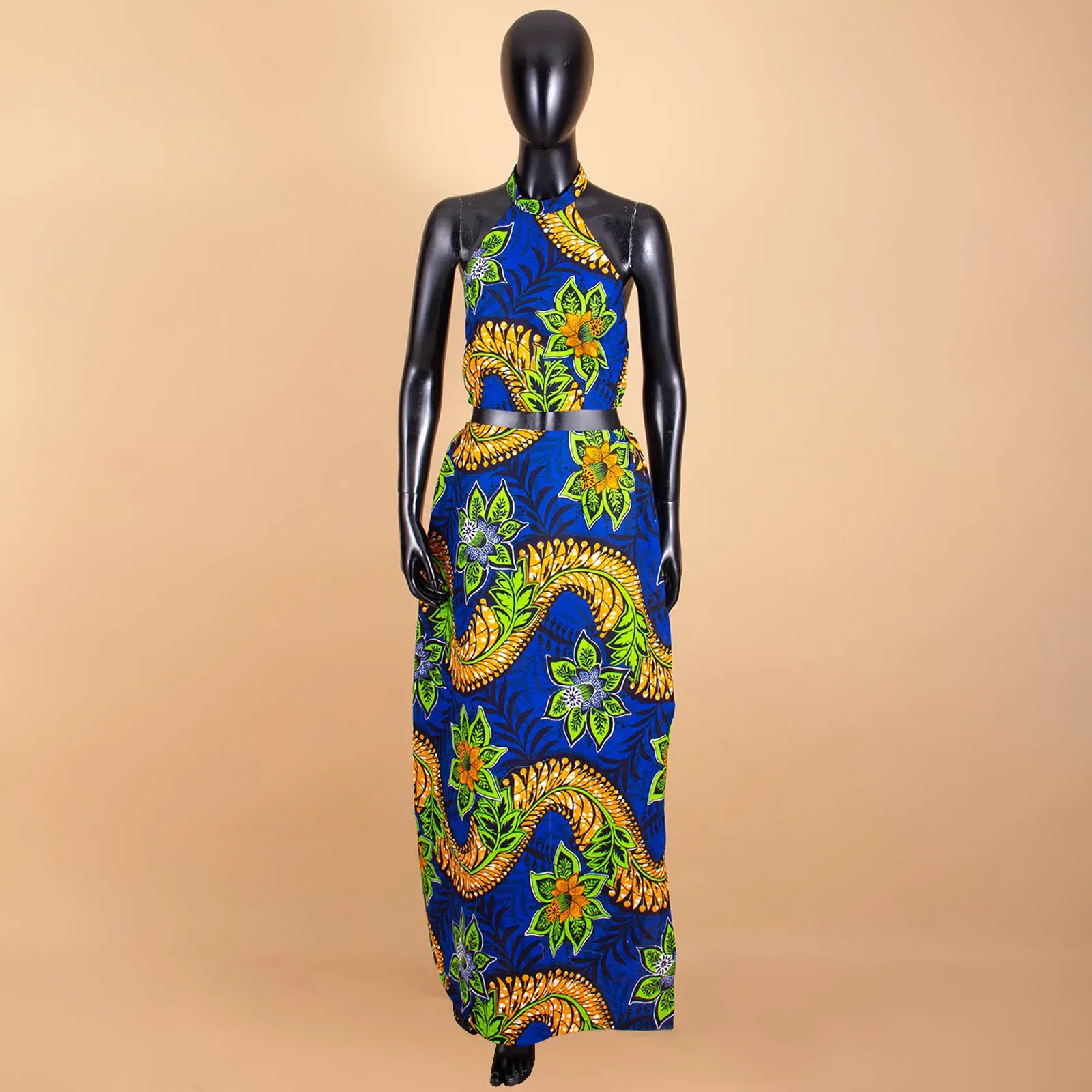 African Style Summer 2 Pieces Shorts Set for Women AFRIPRIDE Sleeveless Ruffles Top+Ankle-Length Skirt Women Set - Image 4