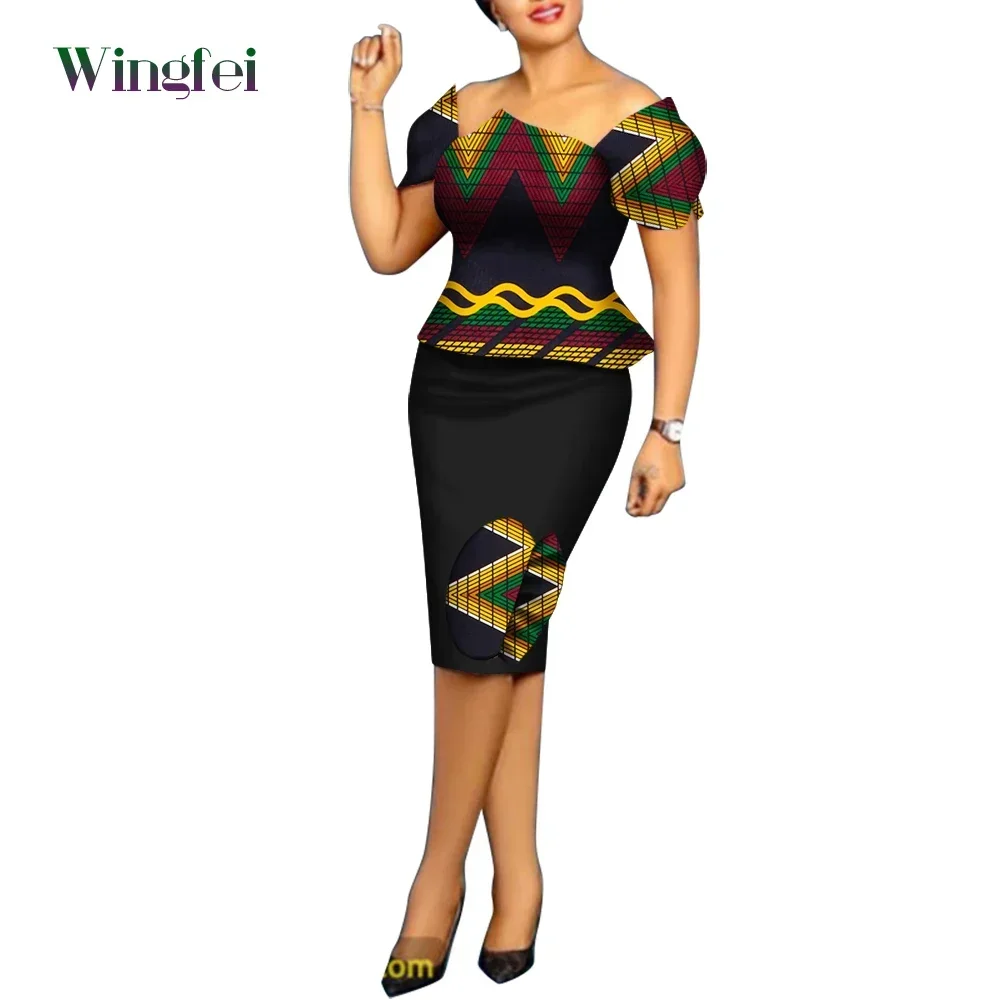 African Clothes for Women Ankara Print Top and Skirt 2 Pieces Set Fashion African Women Boubou Dashiki African Clothing - Image 3